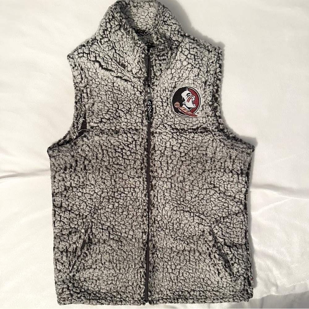 Boxercraft FSU Florida State Univ Seminoles Gray Sherpa Zip Vest Women’s S NCAA